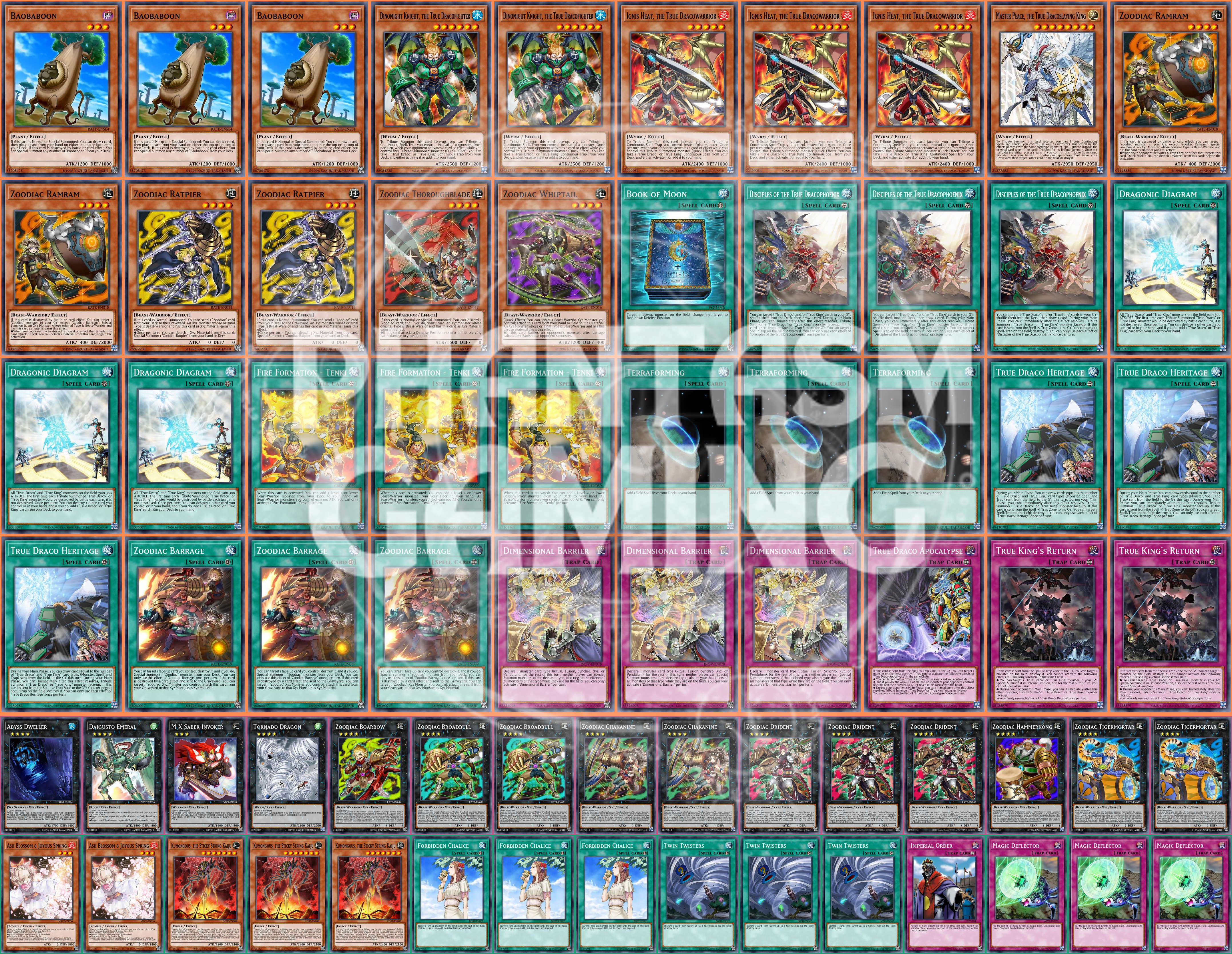 True Draco Zoodiac Deck Master Peace Barrage Diagram Yugioh