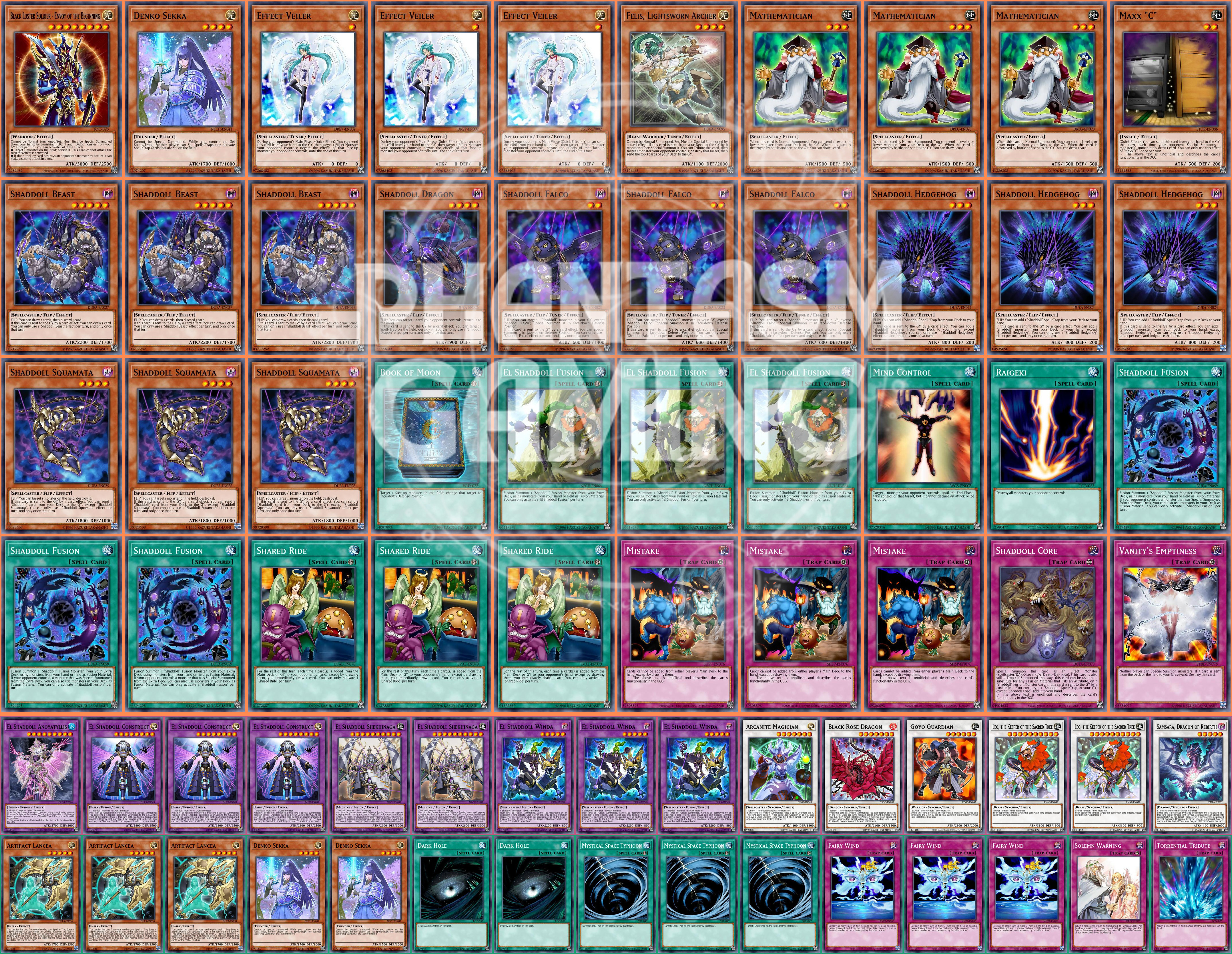 Shaddoll Deck Construct Winda Squamata Effect Veiler Maxx "C" Yugioh