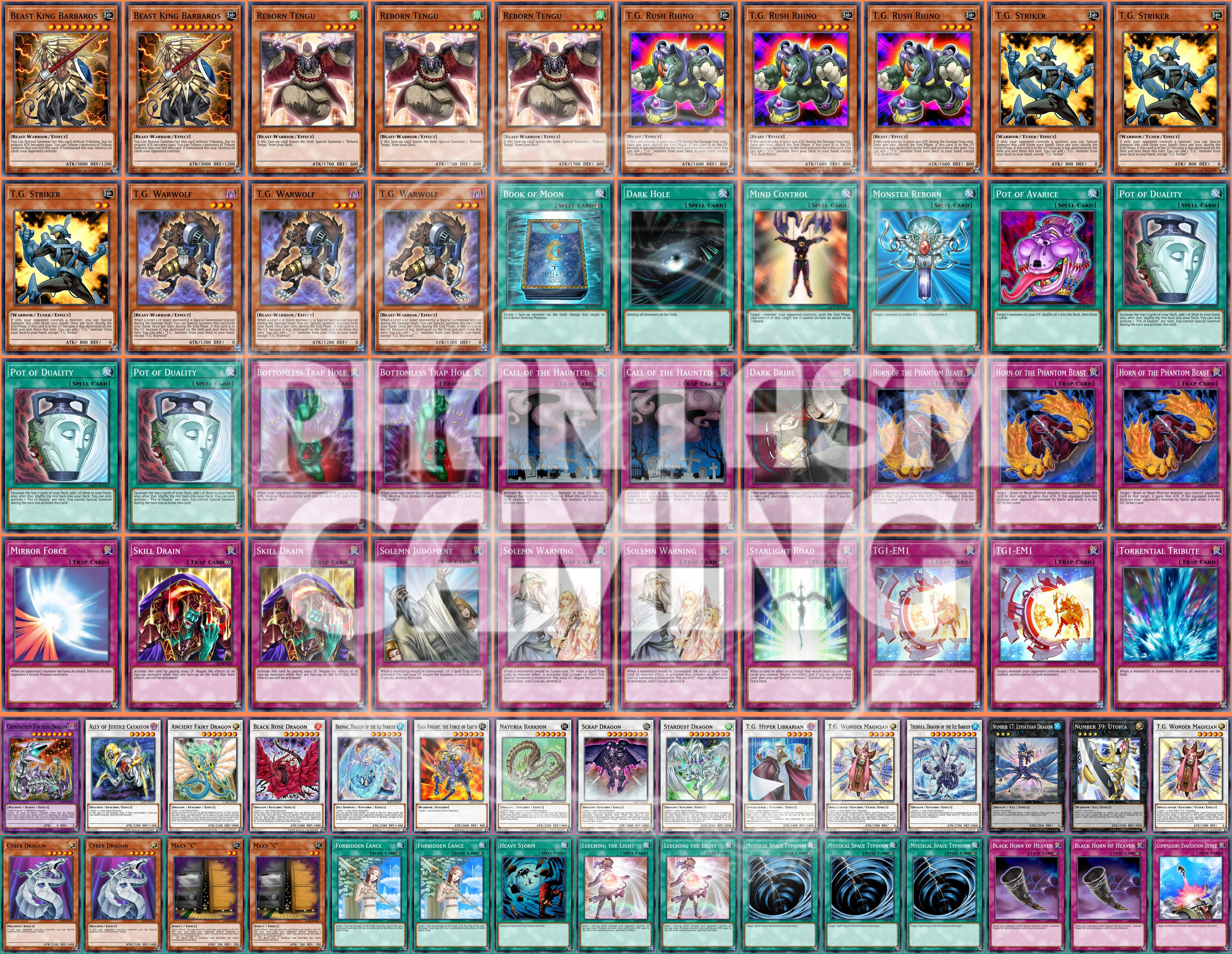 T.G. Deck Beast King Barbaros Skill Drain Solemn Warning Scrap Dragon Yugioh