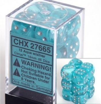 Chessex Borealis 12 dice Aqua/Silver