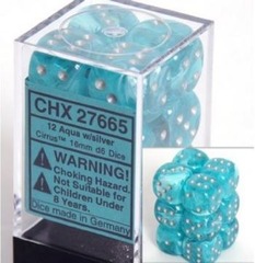 Chessex Borealis 12 dice Aqua/Silver