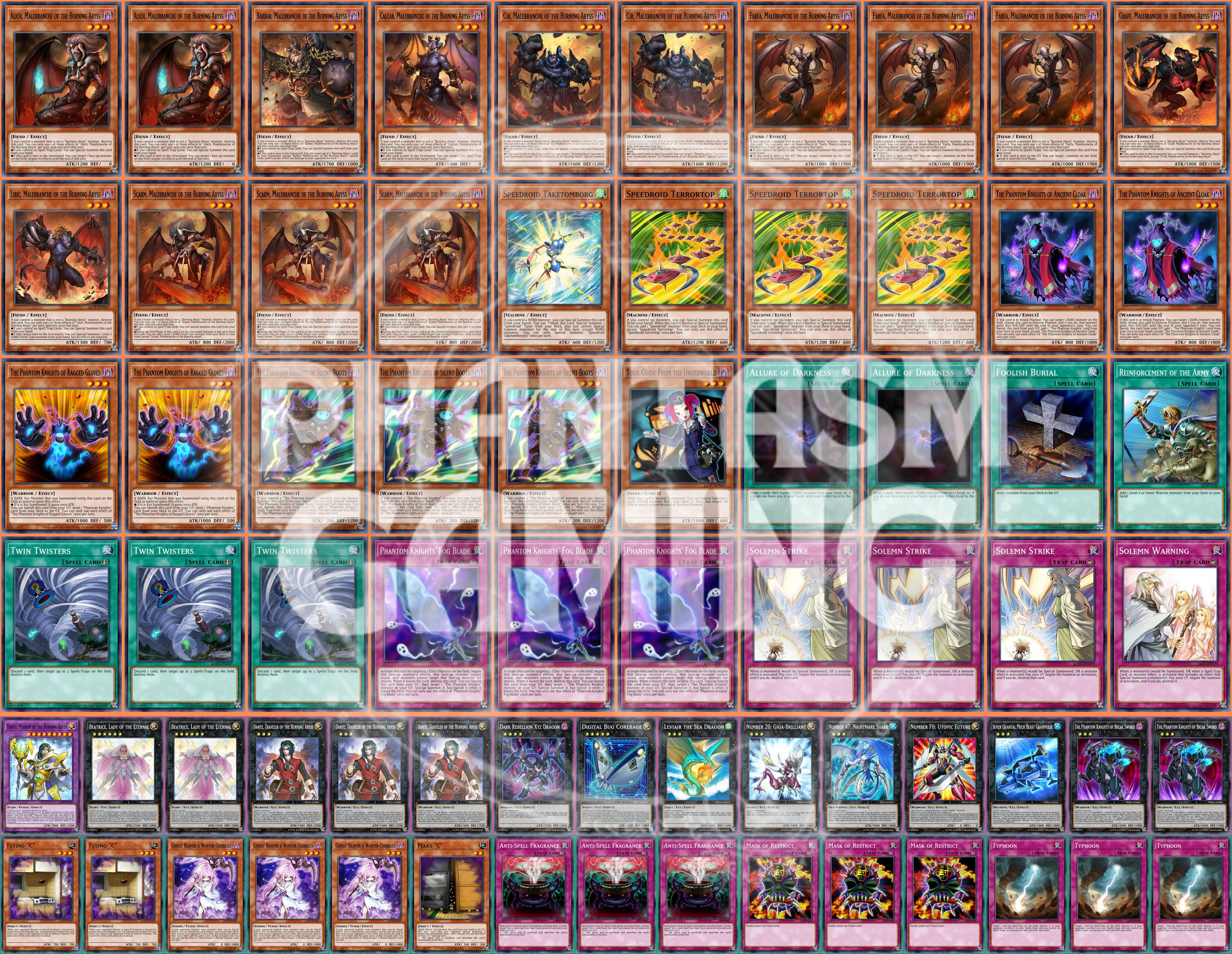 Phantom Knight Burning Abyss Deck Scarm Farfa Dante Beatrice Yugioh