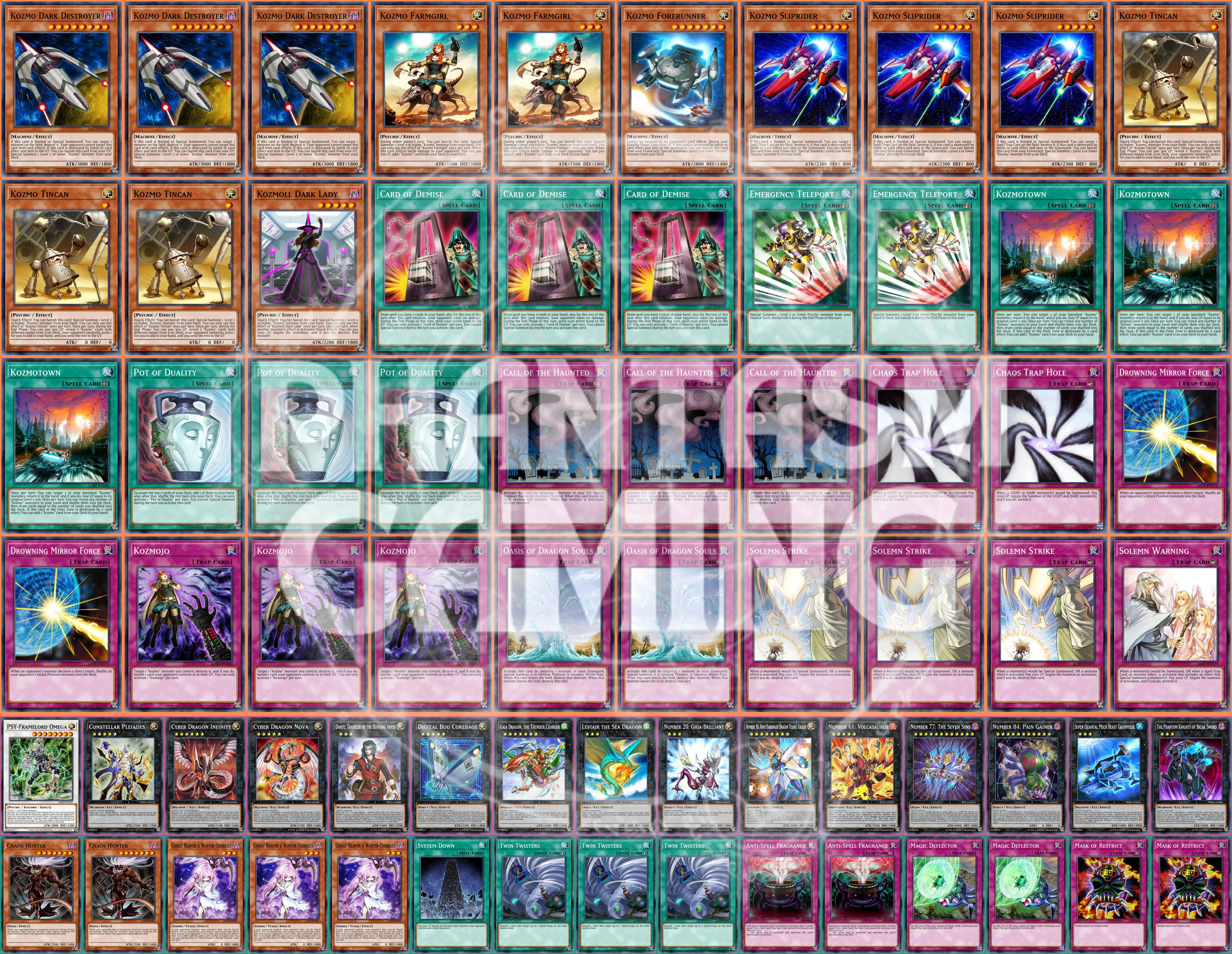 Kozmo Deck Leviair Cyber Dragon Nova Tincan Farmgirl Duality Yugioh