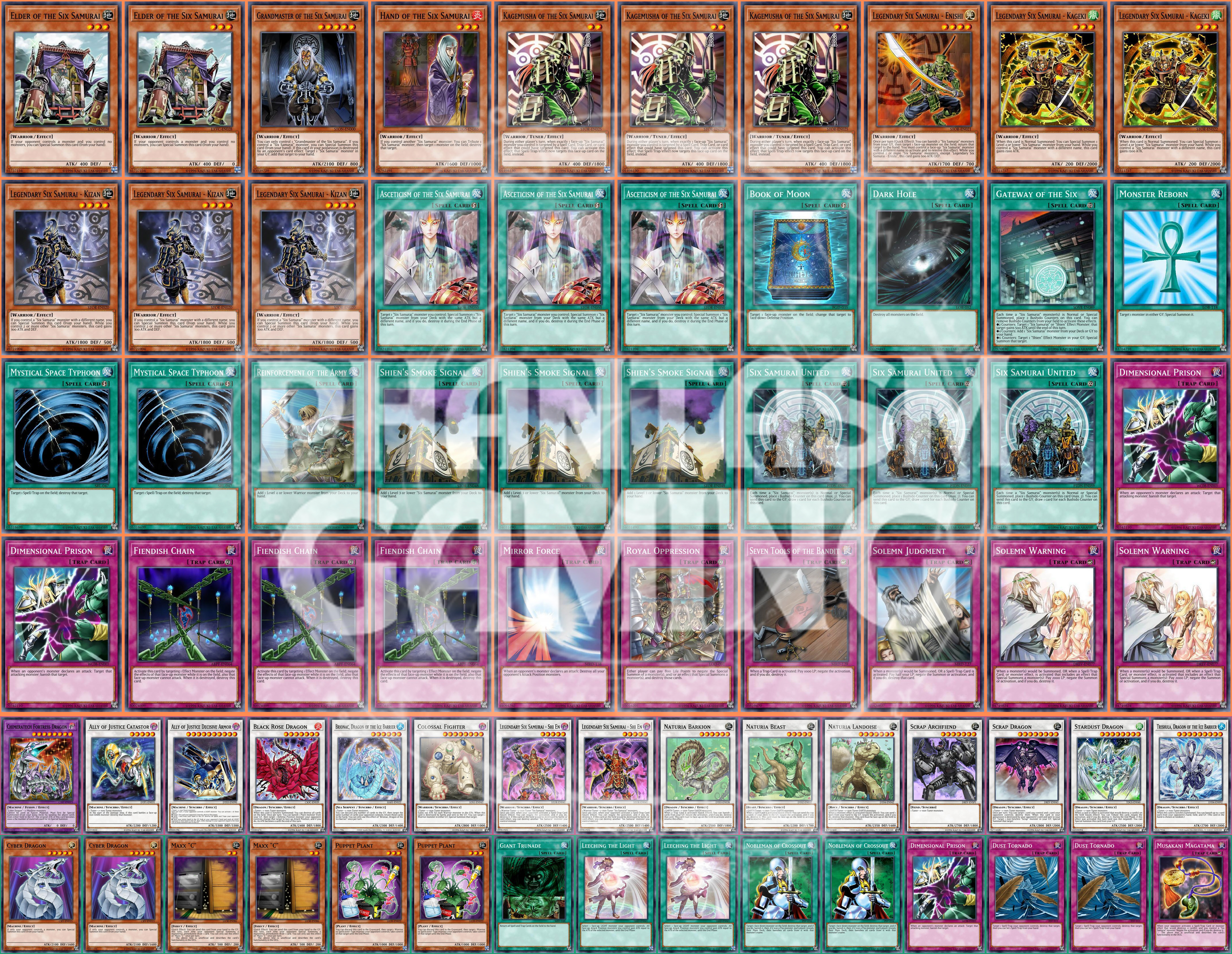 yugioh legendary six samurai deck Six Samurai Deck Kizan Enishi Shi En Naturia Beast Barkion Yugioh