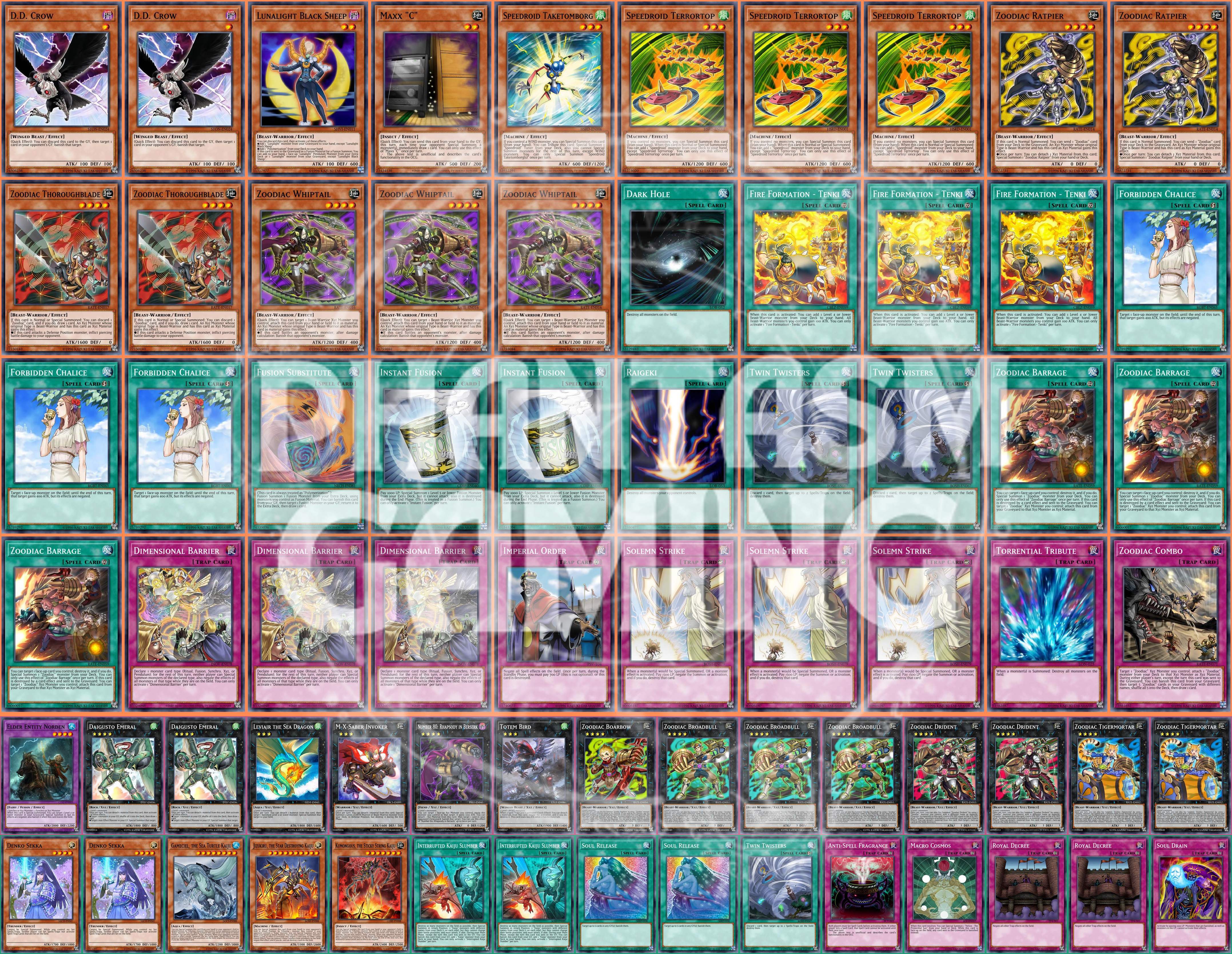 Zoodiac Deck Terrortop Maxx "C" Whiptail Solemn Strike Leviair Yugioh