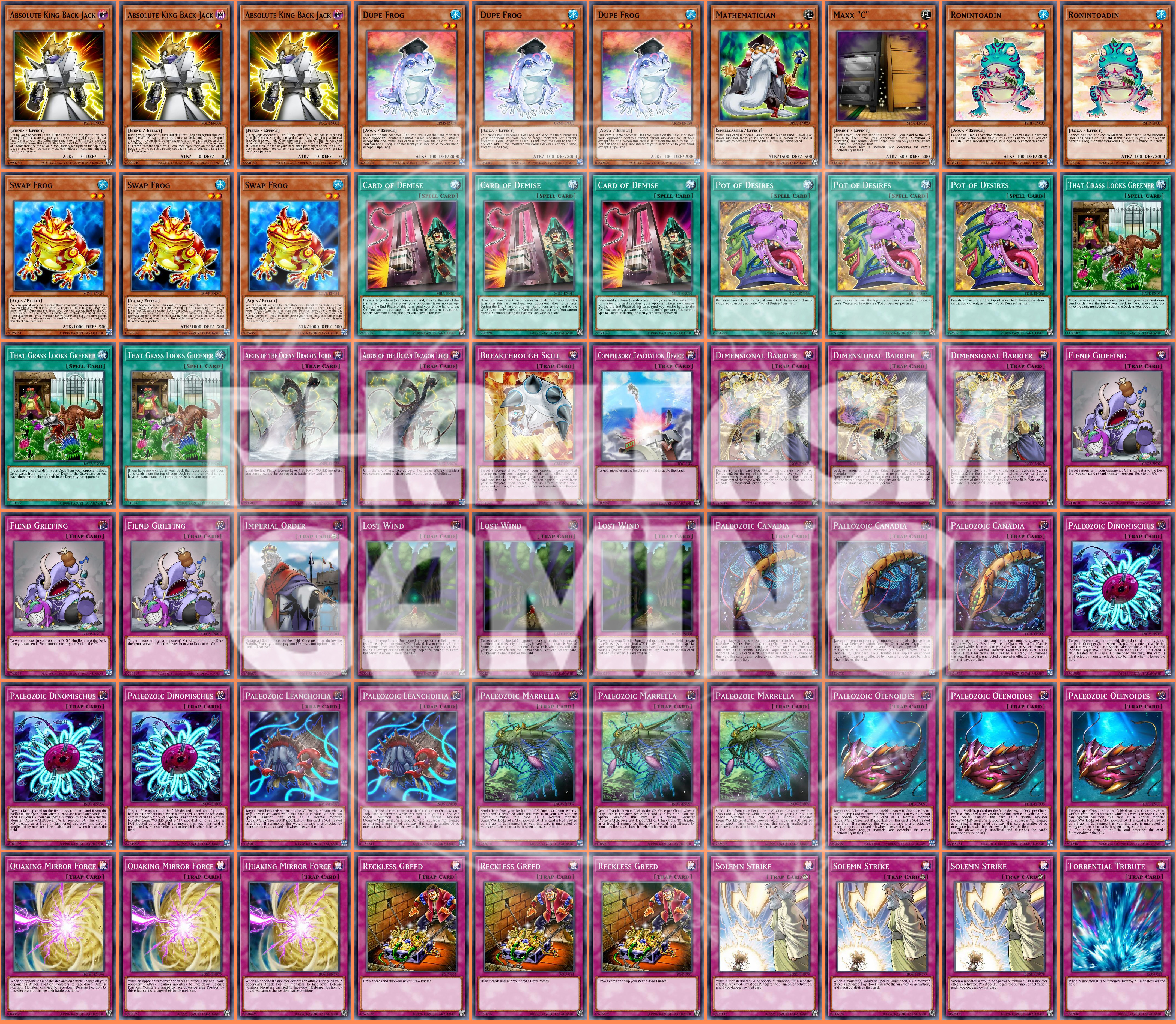 Paleozoic Frog Deck Reckless Greed Quaking Mirror Force Maxx "C" Yugioh - Picture 1 of 1