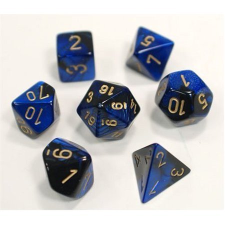 Gemini Black-Blue / Gold 7 Dice Set - CHX26435