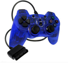 (Old Skool) PS2 WIRED DOUBLE-SHOCK 2 CONTROLLER (BLUE)