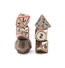 Digital Silver Red with Green Metal Dice