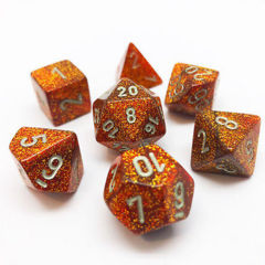 7CT GLITTER POLYHEDRAL DICE SET, GOLD/SILVER (CHX27503)