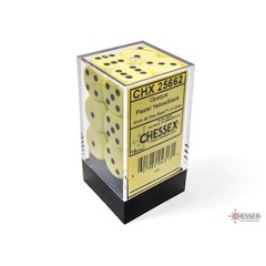 Chessex 16mm d6 Dice Set: Opaque - Pastel Yellow/Black (12) 25662