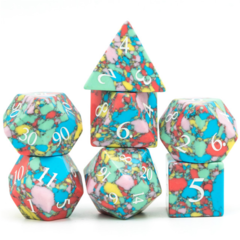 Foam Brain: Textured Turquoise Pop Art - RPG Stone Dice Set