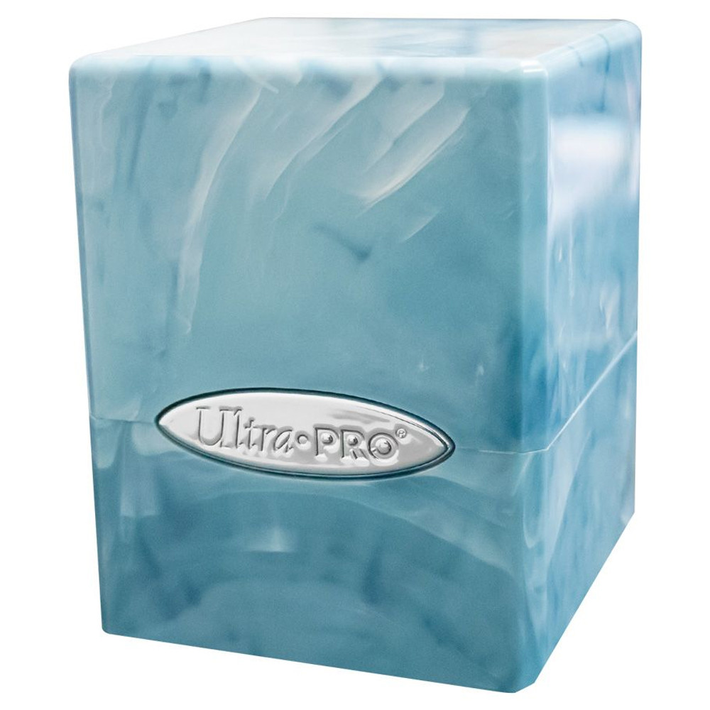 Satin Cube: Marble Light Blue/White