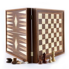 Wooden Backgammon & Chess Folding Set