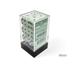 Chessex 16mm d6 Dice Set: Opaque - Pastel Green/Black (12) - 25665