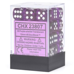 Chessex 12mm Dice Block: Translucent Purple/White CHX23807