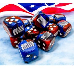 WW2 16mm d6 Set: United States - Gemini Blue-Red w/ White - 29065