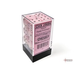 Chessex 16mm d6 Dice Set: Opaque - Pastel Pink/Black (12) - 25664