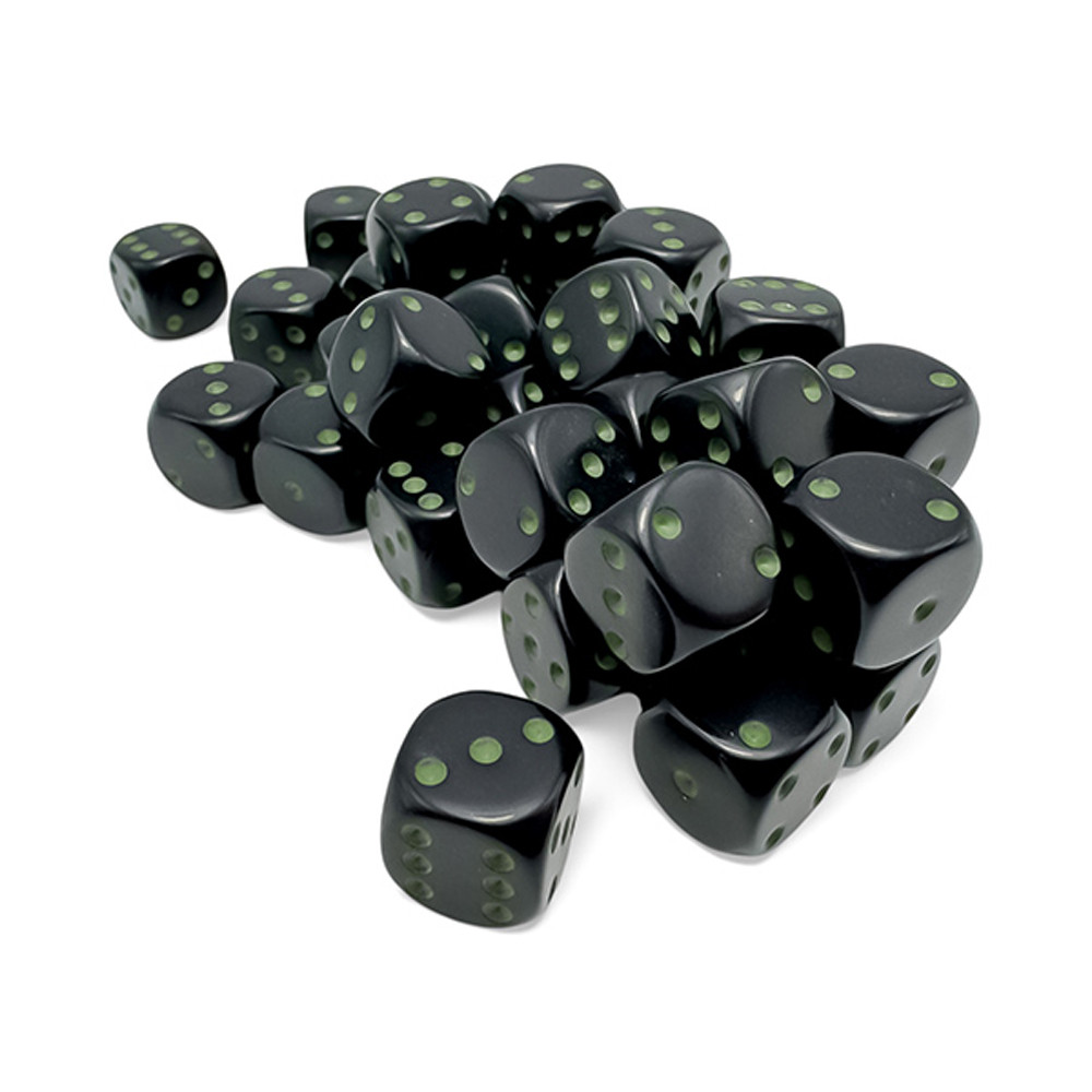12mm d6 Set: Opaque - Black/Green - 25858
