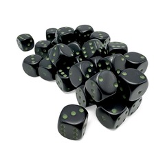 12mm d6 Set: Opaque - Black/Green - 25858
