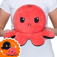 Big Reversible Octopus Plushie: Red + Black | Angry + Rage