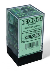 CHX 27795 Borealis: 16mm d6 Kelp/light green Luminary Dice Block (12 dice)