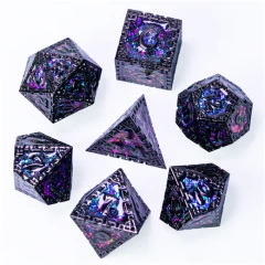 HIDDEN DRAGON BLACK & PURPLE RPG METAL DICE SET
