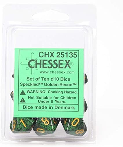 Set of Ten d10 Dice Speckled Golden Recon 25135