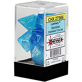 CHX 27566 Dice menagerie 10: Luminary Poly Sky/Silver