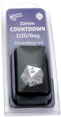 Metal Spindown d20 - Silver with Black bag