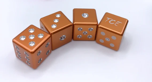 TCE Evolutions Drilled Aluminum D6 Dice Set - Orange