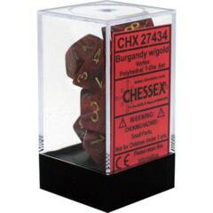 Burgandy w/gold Polyhedral 7 Dice Set - CHX27434
