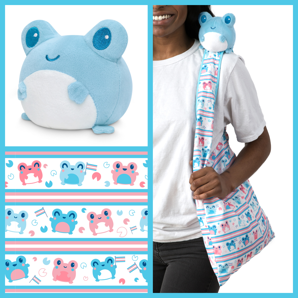 TRANSGENDER PRIDE FROG PLUSHIE TOTE BAG