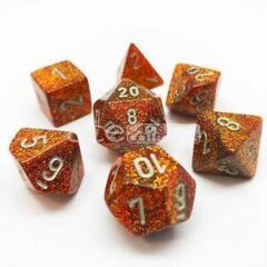 7CT GLITTER POLYHEDRAL DICE SET, GOLD/SILVER (CHX27503)