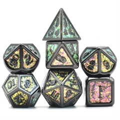 COLOR SHIFTING: FIELDS OF GREEN METAL RPG DICE SET