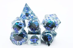 SHARP EDGE MOVING EYE RPG DICE SET - BLUE CYCLOPS
