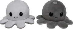 Reversible Octopus Plushie: White Sparkle and Gray