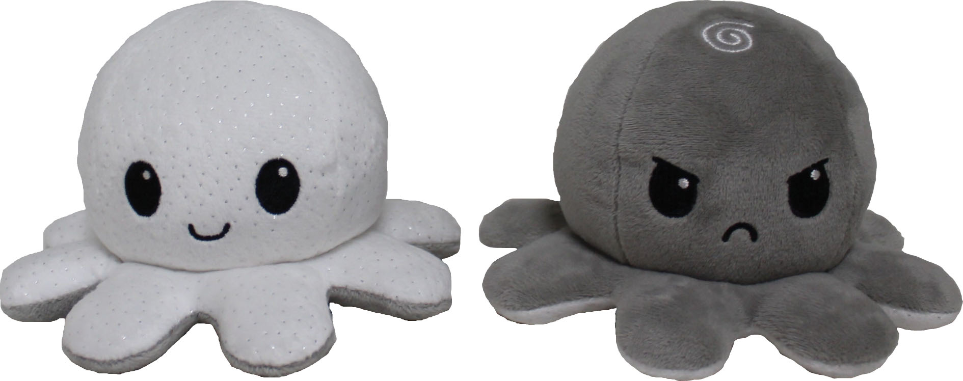 Reversible Octopus Plushie: White Sparkle and Gray