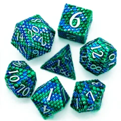 Ocean Dragon Scale Metal Dice Set