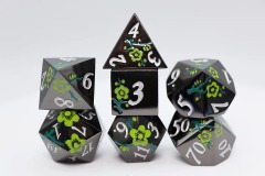 Metallic Bouquet: Black With Green Orchids - Metal Rpg Dice Set