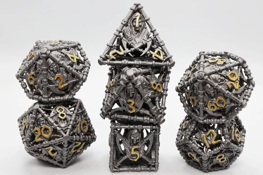 Grim Scythe: Grey - Metal RPG Dice Set
