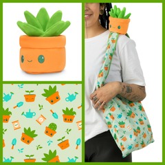GARDENING SUCCULENT PLUSHIE TOTE BAG
