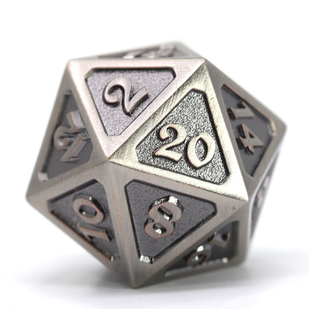 Big D20 - Mythica Battleworn Silver
