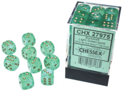 CHX 27975 Borealis: 12mm d6 Light Green/gold Luminary Dice Block (36 dice)