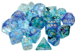CHX 27556 Nebula: Polyhedral Oceanic/gold Luminary 7-Die Set