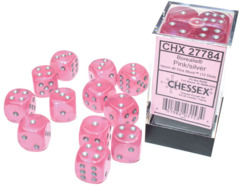 CHX 27784 Borealis: 16mm d6 Pink/silver Luminary Dice Block (12 dice)
