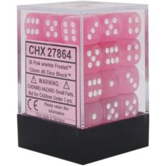 36 12mm Pink w/White Frosted D6 Dice - CHX27864