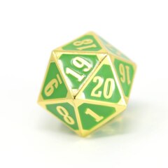 Metal Spindown d20 - Green with Gold