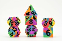 16mm Pride Sharp Edge Silicone Rubber Poly Dice Set: Rainbow Flag