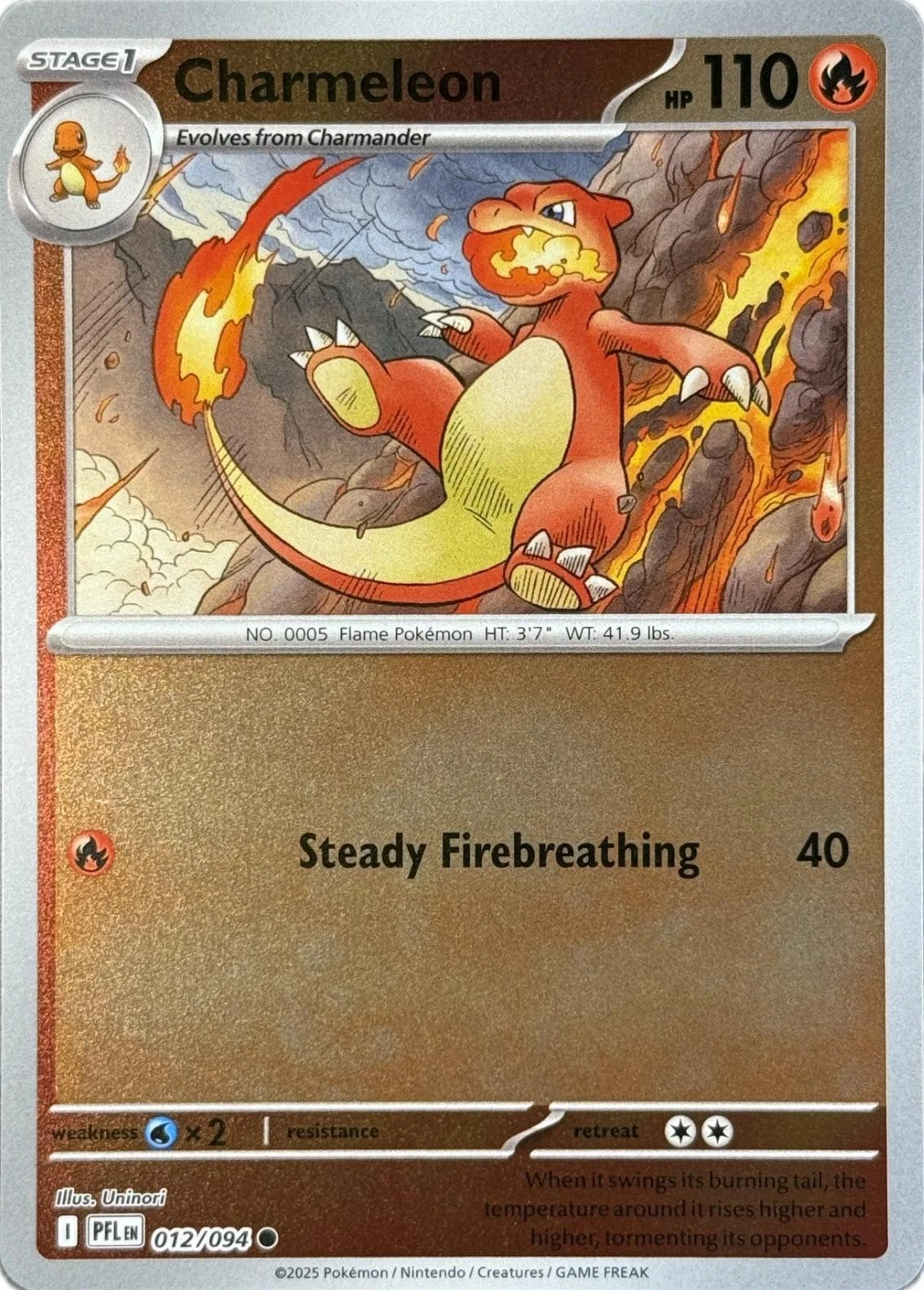 charmeleon holographic pokemon card 2025 Gym Tournament Promo #045/M-P holofoil pattern or surface detail) Charmeleon - 012/094 Phantasmal Flames